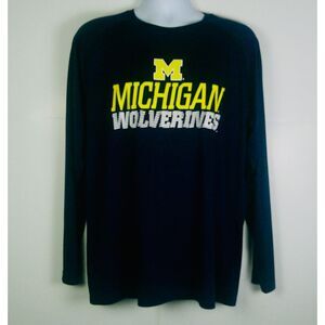 CHAMPION MICHIGAN WOLVERINES MEN BLUE LONG SLEEVE PULLOVER JERSEY. SIZE L